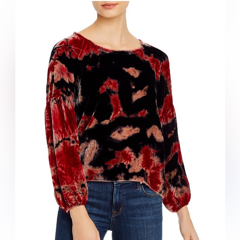 Nation LTD Marielle Blouse Top S Rosebud Tie Dye Burnout Velvet Party